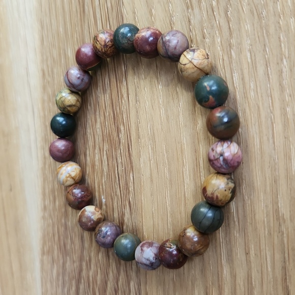 Picasso Jasper Bead Stretch Hand Crafted Bracelet - Picture 2 of 9